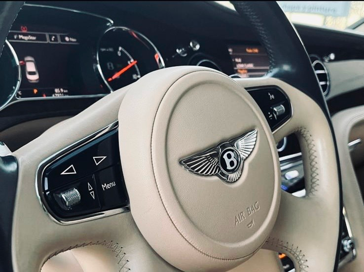 Bentley Mulsanne interior - front seat embroidery detail
